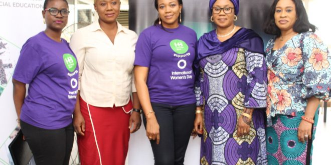 L-R, Kikanwa Akpenyi (Head Customer Experience & Analytics) of Heritage Bank Plc, Anthonia Ojenagbon, CEO, Silton African Kitchen, Cynthia Erigbuem (Group Head, Market Intelligence & Analytics) of the bank, Raliat A. Oyetunde (SME Consultant), Mrs. Ini Abimbola (CEO Thistle Praxis Consulting), during the event organized by Heritage Bank to mark the International Women’s Day tagged: “Be Bold for Change,” in Lagos.