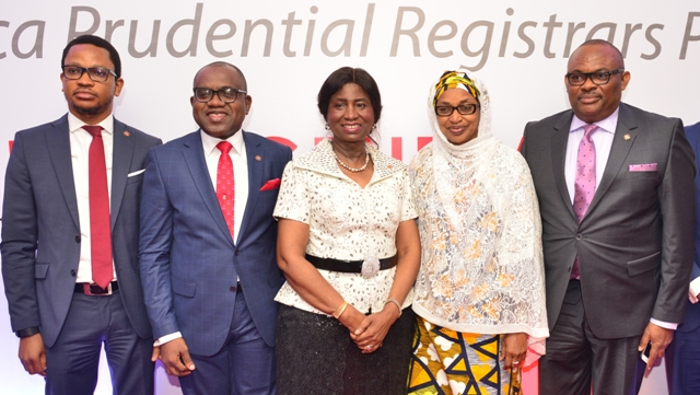 l-r: Director, Africa Prudential Registrars Plc, Mr. Samuel Nwanze; Managing Director/CEO, Mr. Peter Ashade; Chairman, Chief(Mrs) Eniola Fadayomi; Directors, Hajia Ammuna Ali and Peter Elumelu,  at the 3rd Annual General Meeting of the company held in Lagos on Tuesday    