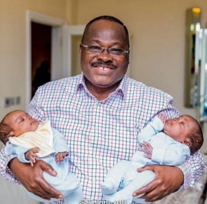 A smilling Governor Ajimobi with Jibola's set of twin