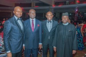 GMD/CEO, UBA Plc, Mr. Kennedy Uzoka; Deputy Senate President, Sen. Ike Ekweremadu; Group Chairman, UBA Plc, Mr. Tony Elumelu; Governor of Adamawa State, His Excellency Bindow Jibrilla, at UBA CEO Awards which was held in Lagos at the weekend