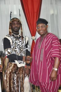 R-L: Group Deputy Managing Director, United Bank for Africa (UBA) Plc. Victor Osadolor, with a staff of UBA and Winner of the Best Dressed, Male CategoryvAbdullahi Egunjobi during the 2017 Africa Day Celebrations held at UBA House, Lagos last week.