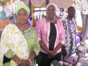 Mrs Bamishigbin (m) flanked by two guests at the event